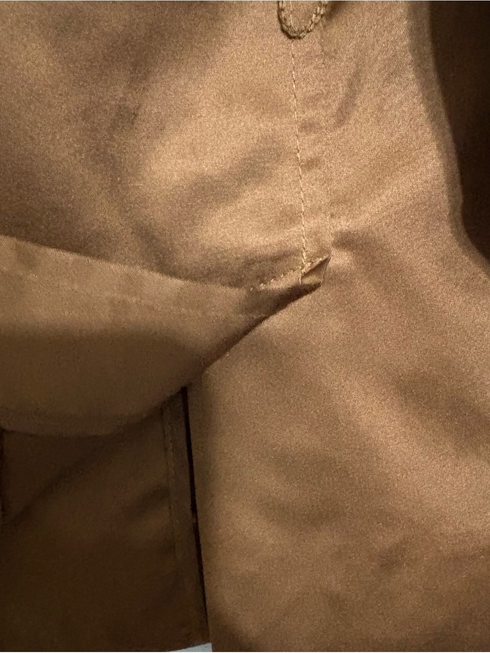 Per Se Brown Satin-Look Shell with Dark Gray Label